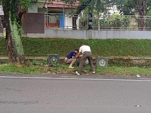 Pot bunga di jalan raya puncak