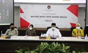Keterangan pers usai rakor membahas mengenai kebijakan mudik lebaran tahun 2021, Jumat (26/03/2021). (Foto: Humas Kemenko PMK)